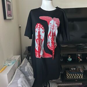 Blue B black sequin cowboy boots shirt dress